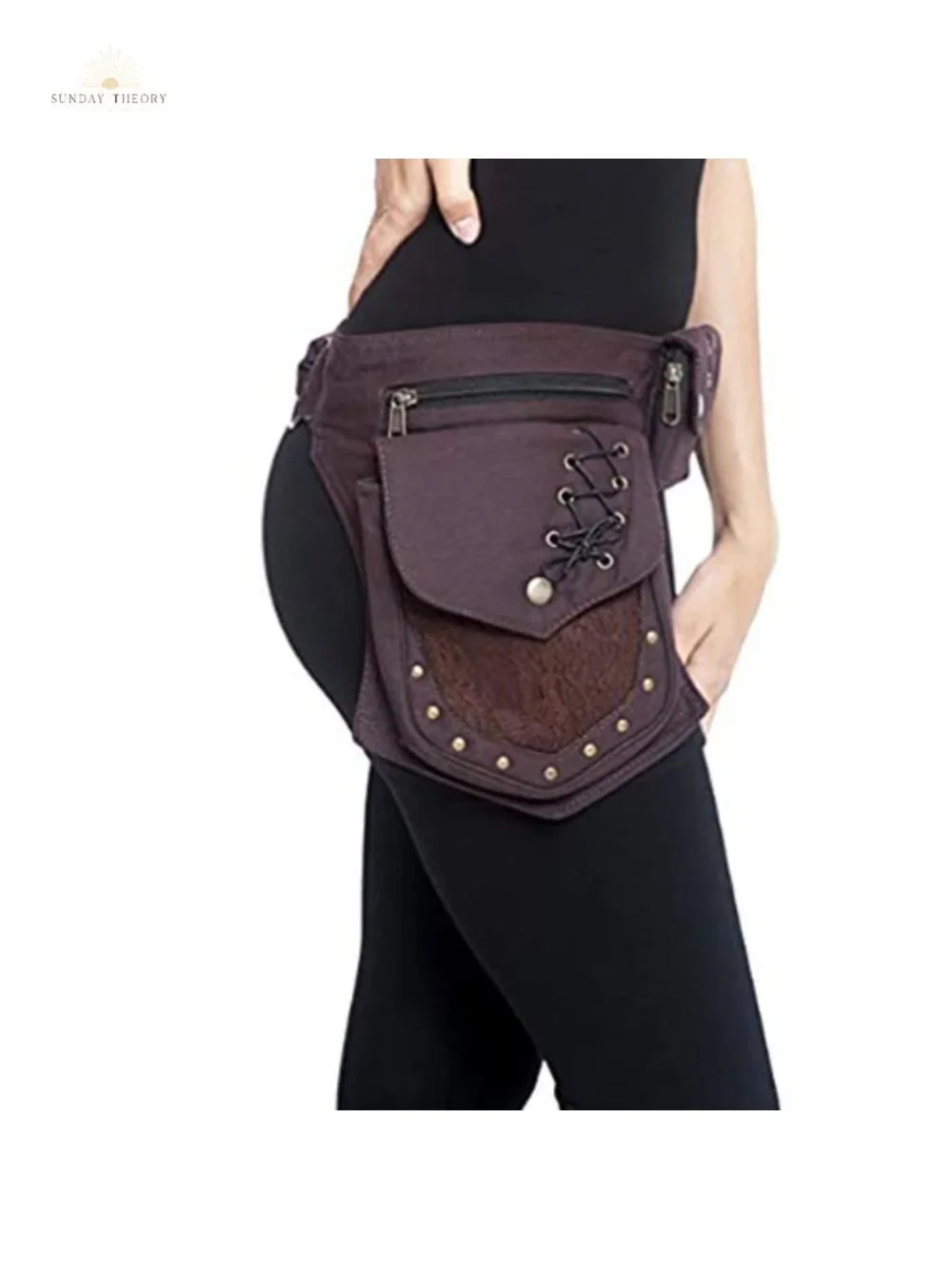 Women's Cotton Lace Waist Bag Fanny Pack with Adjustable Belt